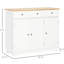 Buffet avec 3 tiroirs, portes et tablette réglable, comptoir en bois massif pour une maison pratique, blanc dans un style moderne - comptoir, portes, tablette