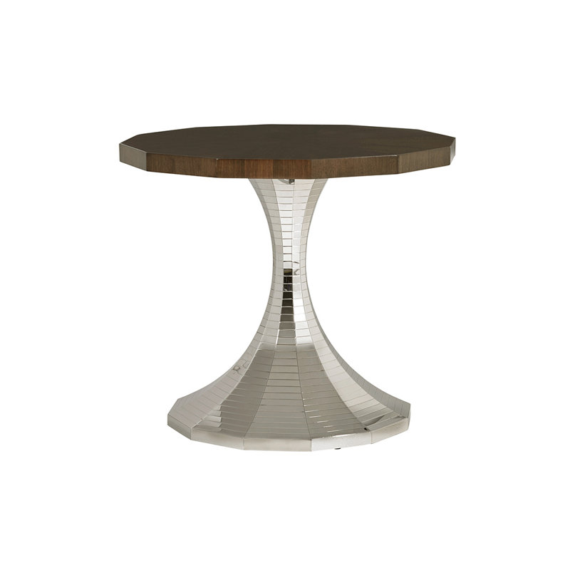 Hermosa Round Brown Wood and Metal Center Table