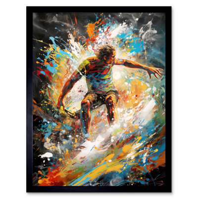 Loubna Surfer Surfing On Crashing Waves Splatter - Single Picture Frame Print