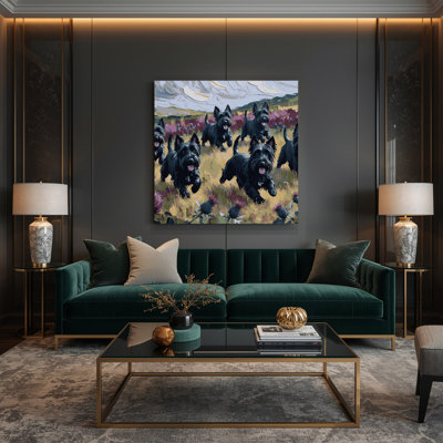Dogs Scottish Terrier Purple Canvas Wall Art