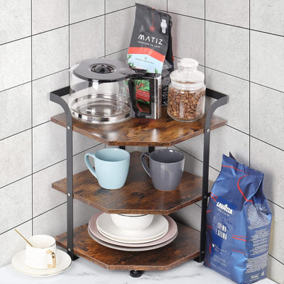 Wood Countertop Corner Shelf