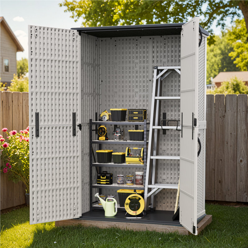 4 Ft. W X 2 Ft. D Outdoor Resin Vertical Storage Shed, White