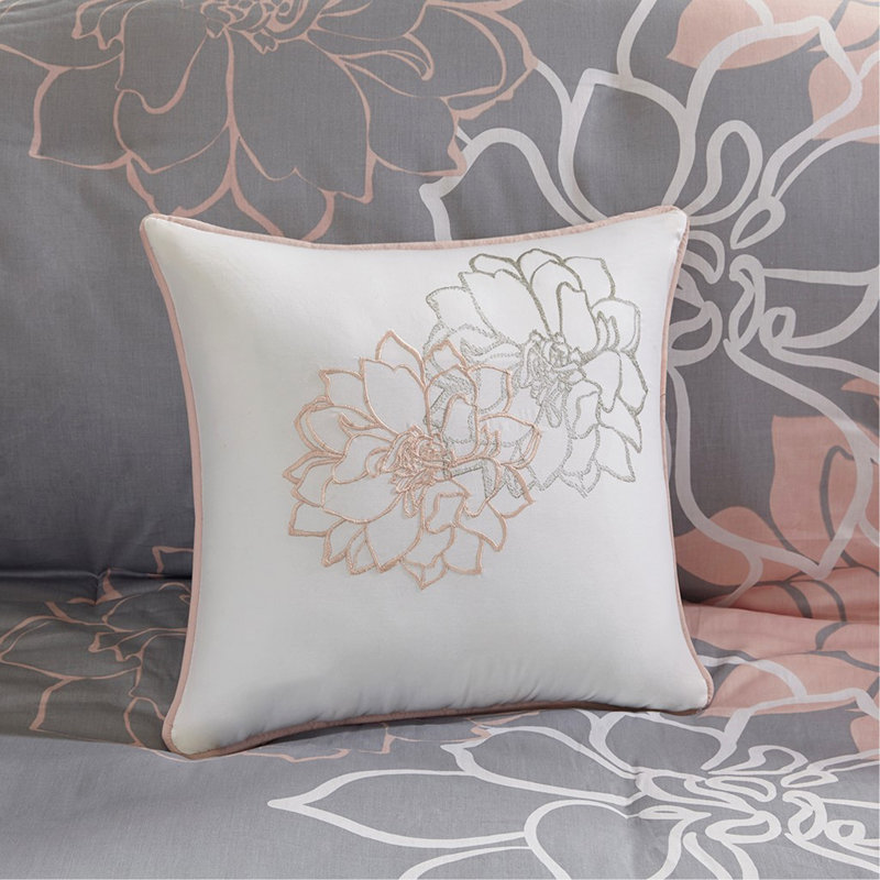Ensemble de housse de couette 6 pièces, Housse de couette pour très grand lit et 5 pièce, Blanc / Rose