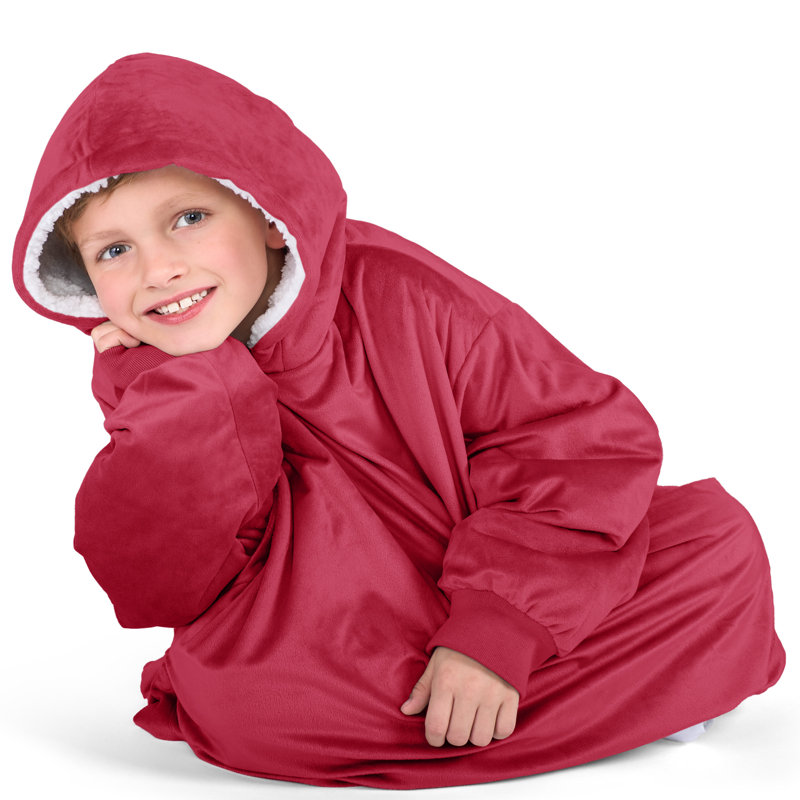 Couverture en sherpa à capuche portable, Rouge, Jeunesse