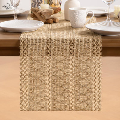 Christmas Fall Table Runner Burlap Table Runners 90 Inches Boho Table Runner Farmhouse Cotton Woven Macrame Home Decor For Fall Thanksgiving Table Decor