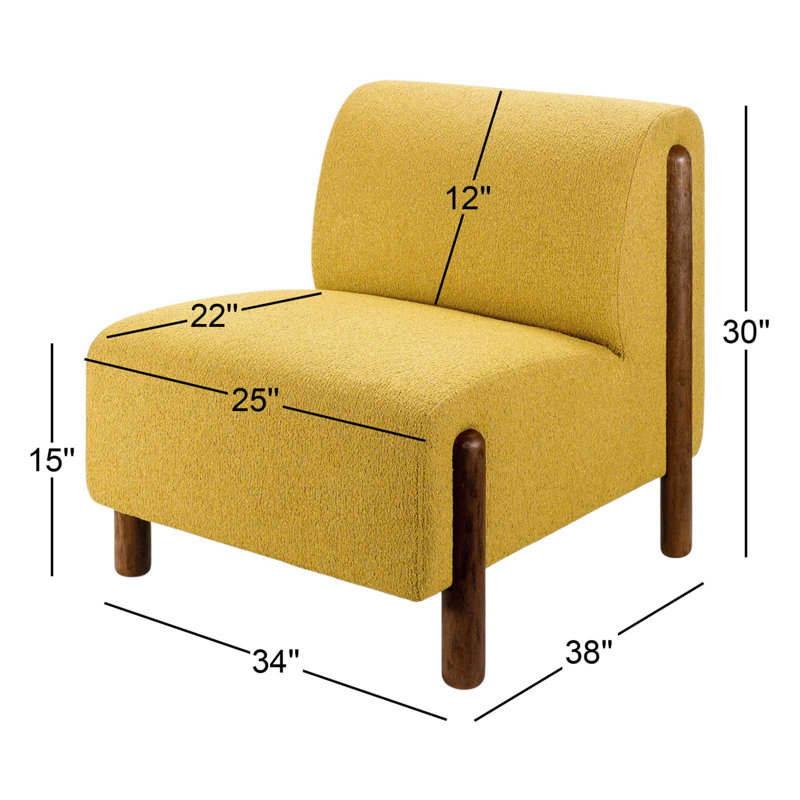 Fethiye Modern Accent Chair, Yellow Velvet, Espresso