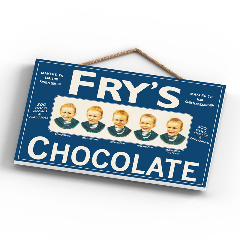 Fry's Chocolate Vintage Retro Poster Design On Wooden Plaque