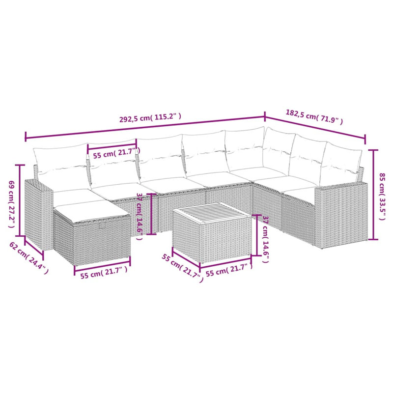 Ensemble de canapé de jardin Vidaxl