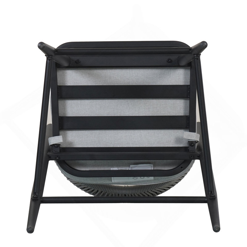 Tabouret de patio Eisen, 2, Coussin gris clair / structure en fer noir mat, Tabouret de comptoir (siège d'une hauteur de 26 p