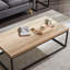 Table basse de 47 pouces en chêne naturel pour le salon, table rectangulaire industrielle moderne en bois et métal avec plateau de table très épais (bois naturel)-1148458618-1148458619