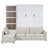 Queen Size Murphy Bed Wall Bed With Sofa And Shelves,White-285786454