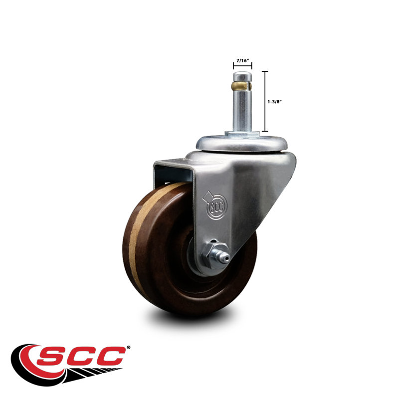 3 Inch High Temp Phenolic Wheel Swivel 7/16 Inch Grip Ring Stem Caster SCC