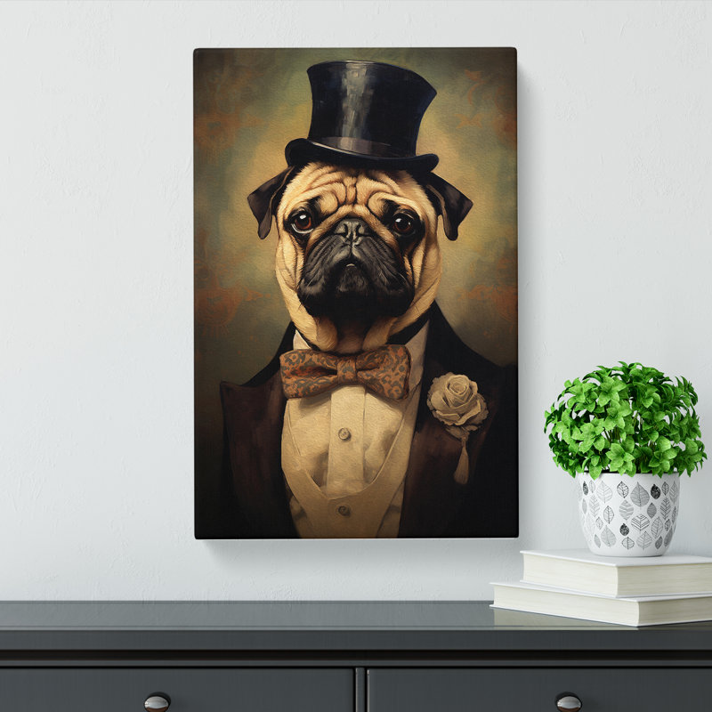 Pug Impressionism - Print, 50cm H x 35cm W x 3cm D