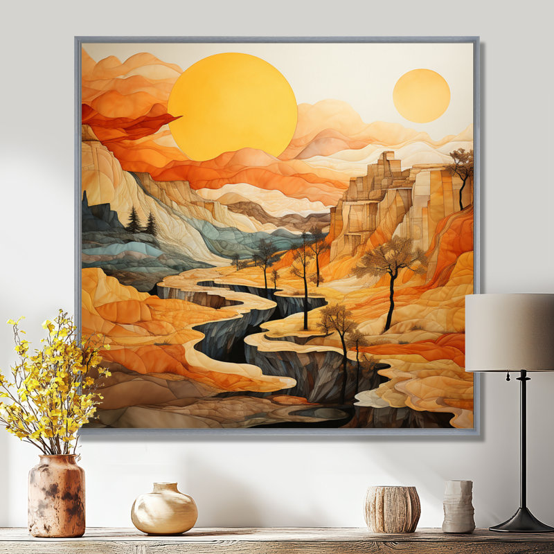 «Bold Landscape Canyon Desert VI - Canyon», art mural, H 24 po x l 24 po x P 1 po, Encadrement argenté