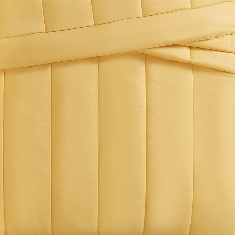 Ensemble d'édredon en percale de coton unie Brooklyn Loom, Très grand + 2 très grandes taies décoratives, Jaune moutarde