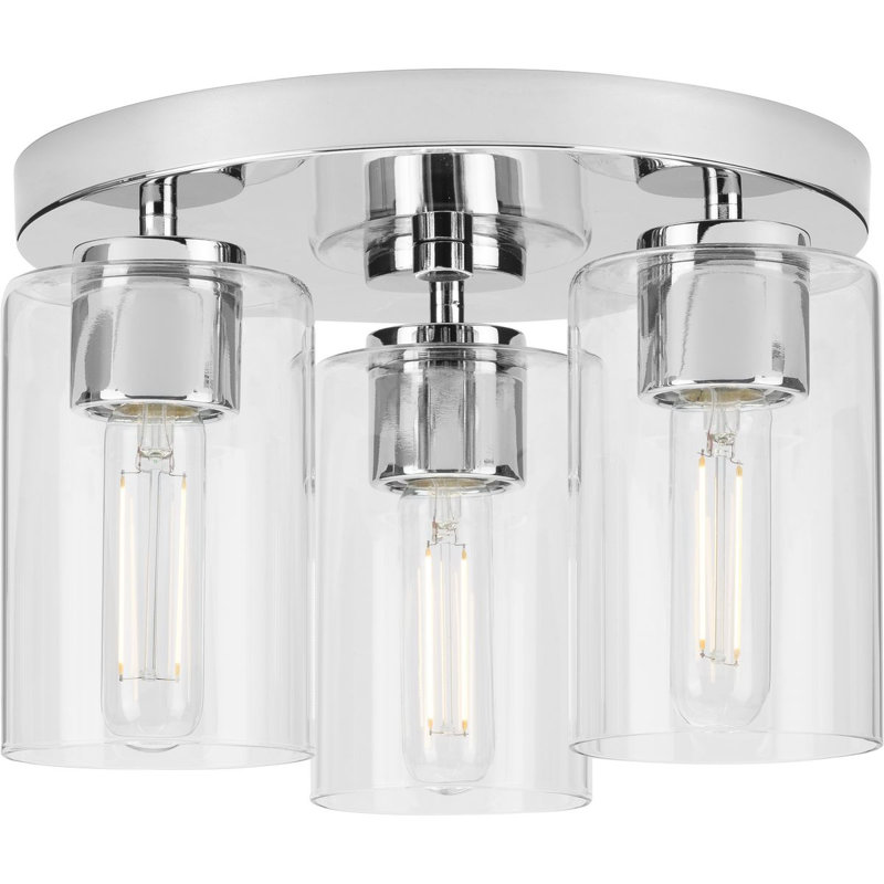 Bromwich Glass Flush Mount, Polished Chrome, Clear