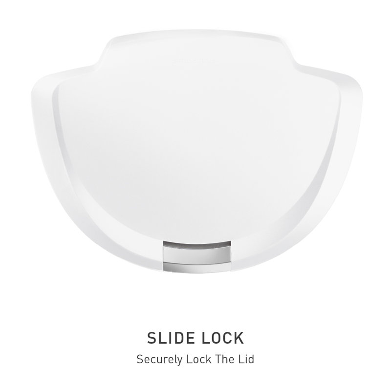 Simplehuman 50 Liter / 13 Gallon Semi-Round Kitchen Step Trash Can with Secure Slide Lock, Plastic, White