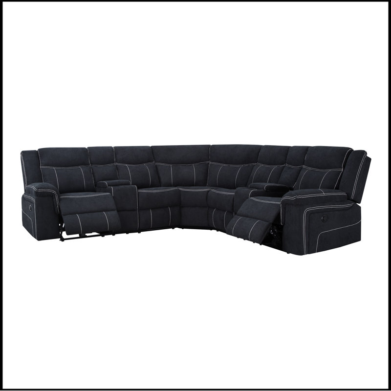 Canapé modulaire inclinable électrique 107,5 po (W223S00578), Mélange de polyester noir