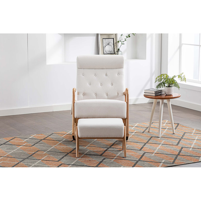 Chaise berçante Solid + PlyWood, Tissu en polyester beige