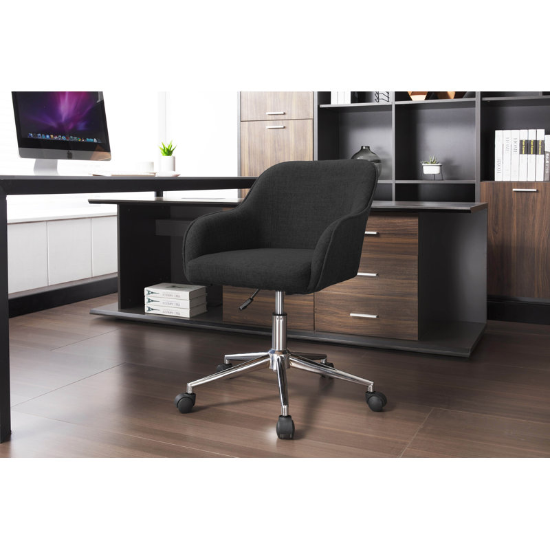 Amboy Fabric Office Chair with Chrome Base, Black