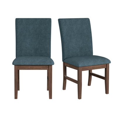 Fuiloro Dining Side Chair with Denim Blue Fabric in Walnut (2 Per Carton)