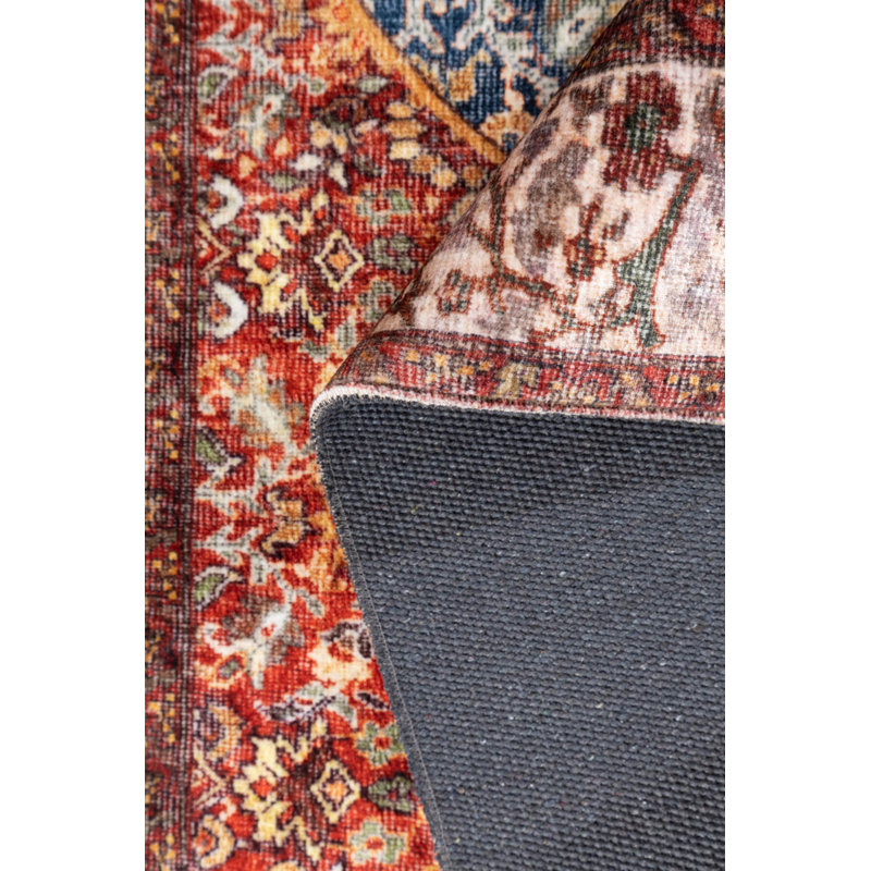 Tapis décoratif bleu en polyester oriental bleu doux tissé à la machine, Rectangle 6 pi 7 po x 9 pi 11 po