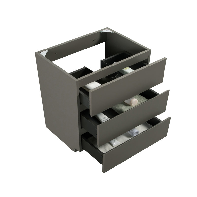 Armoire de plancher sans lavabo - gris, 3 tiroirs, élégant et chic-moderne, rangement maximal, lisse et silencieux, salle de bain gris ergonomique chic-moderne,