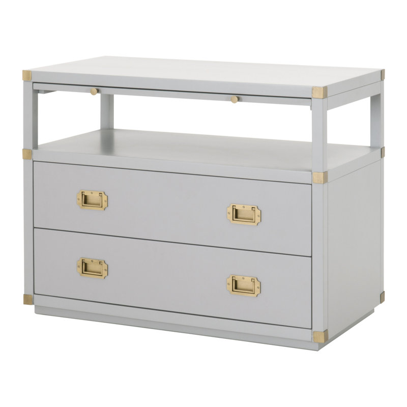 Table de chevet 2 tiroirs Yeleini, Gris tourterelle