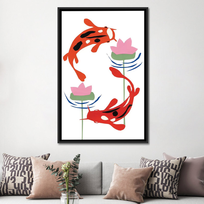«Koi Fantasy II», reproduction sur toile, H 26 po x l 18 po x P 1,5 po, Toile avec cadre noir