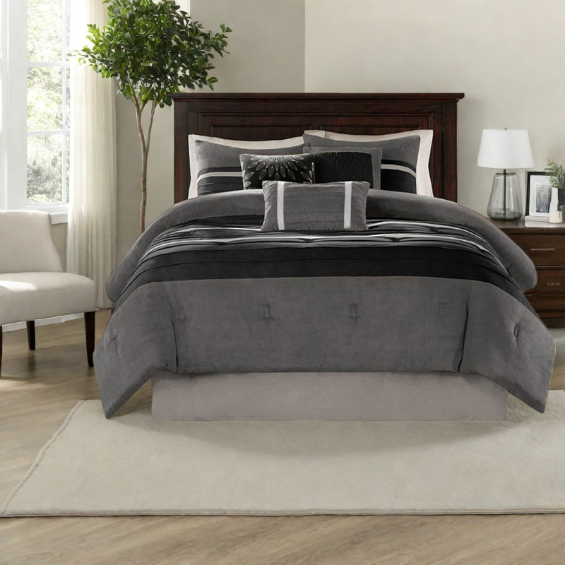 Ensembles de literie pour très grand lit luxueux, simili suède noir pour chambre à coucher moderne