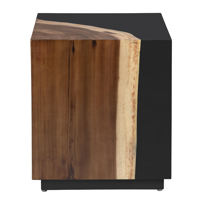Konica Square Black Solid Wood Accent_End Table