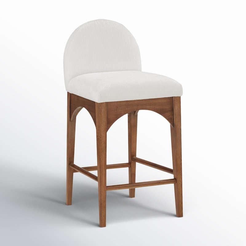 Tabouret de comptoir Waldorf, Noyer, Chenille crème