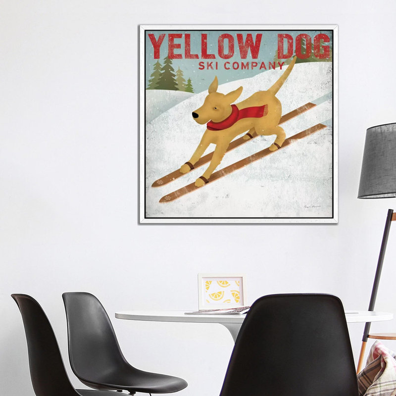 Yellow Dog Ski Co. by Ryan Fowler - Print on Canvas, 93.98 cm H x 93.98 cm W, White Floater Framed