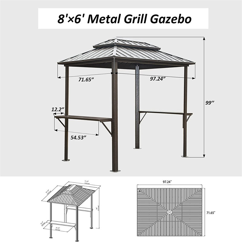 Grill Gazebo 8' × 6', Brown
