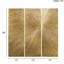 3 pièces d'art mural en résine - peintes à la main de couleur or métallique, décoration intérieure dimensionnelle avec détails