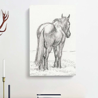 Standing Horse by Jean Bernard - Wrapped Canvas Drawing - Wrapped Canvas