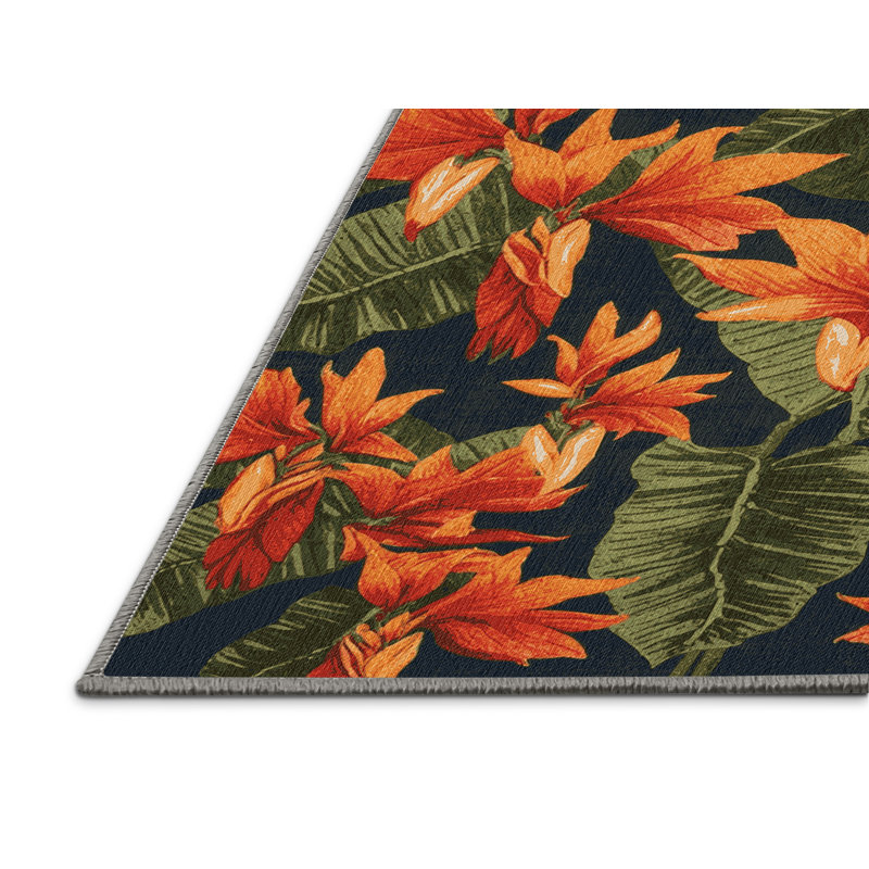 Tapis botanique brun lavable à la machine