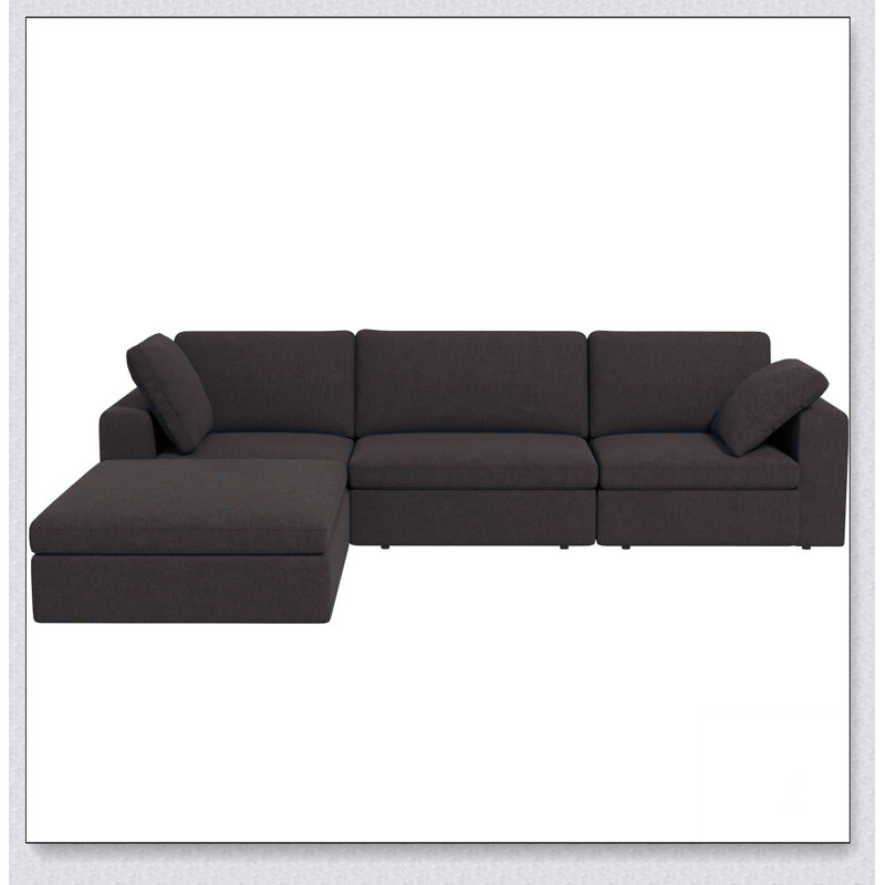 Modular Corner Sectional Modern Fabric Sofa Dark Gray