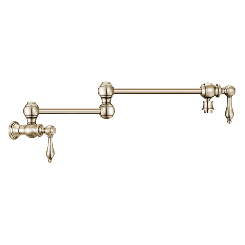 Whitehaus Collection Wall Mount Retractable Swing Spout Pot Filler, Polished Nickel, Lever