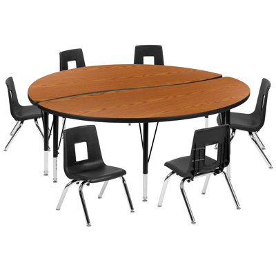 Goddard 47.5" Circle Wave Flexible Laminate Activity Table Set with 12" Student Stack Chairs