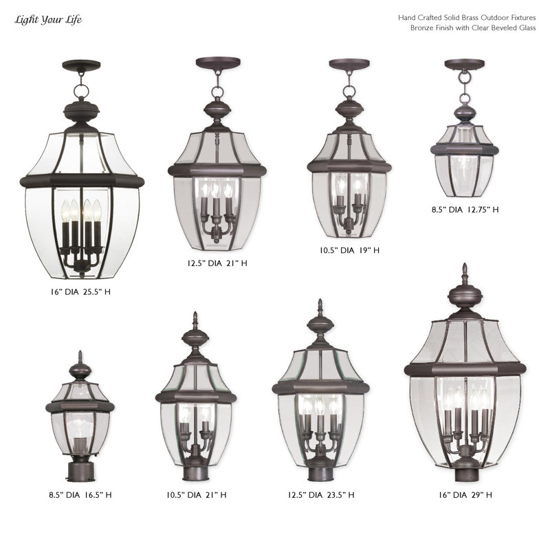 Tête de lanterne câblée 1 lumière Arelene, H 23,5 po x l 12,5 po x P 12,5 po, Bronze