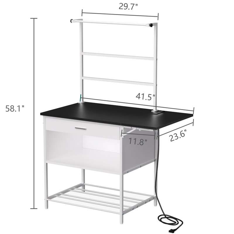 Organisateur de rangement pliable pour imprimante 3D avec étagères en métal robuste avec dimensions de 41,5 po x 23,6 po x 58,1 po