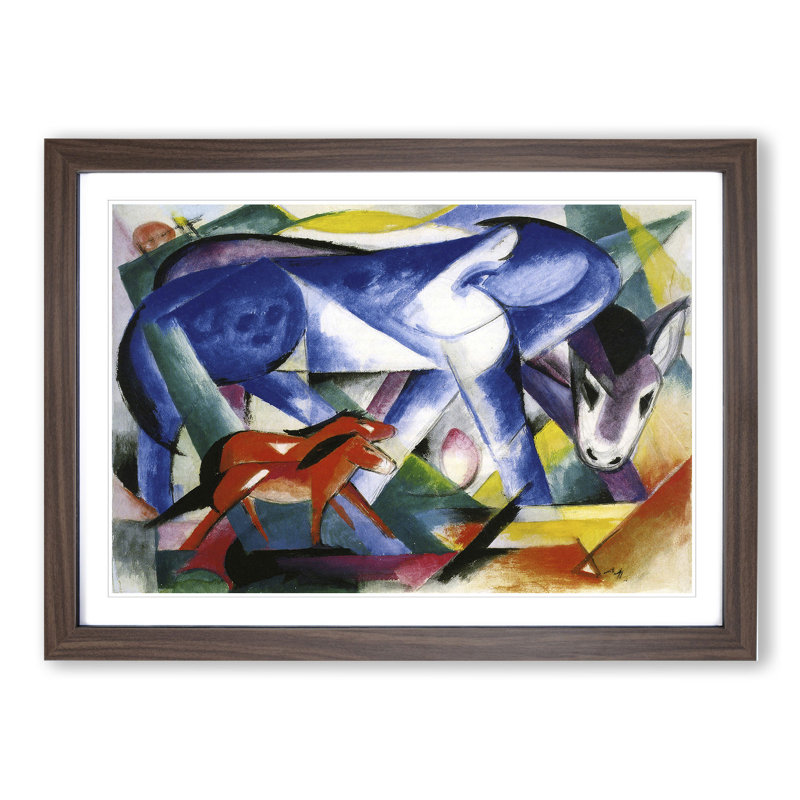 Donkeys by Franz Marc - Picture Frame Painting, Walnut Framed, 27cm H x 36cm W x 2cm D