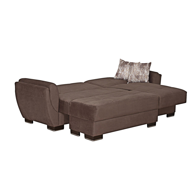 Chaise longue rembourrée convertible avec rangement, Brun