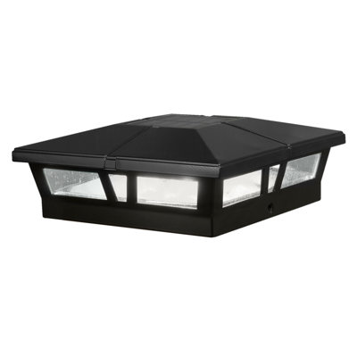 Cambridge Solar Powered Integrated LED Metal Fence Post Cap 6" x 6" with Base Adapter Included