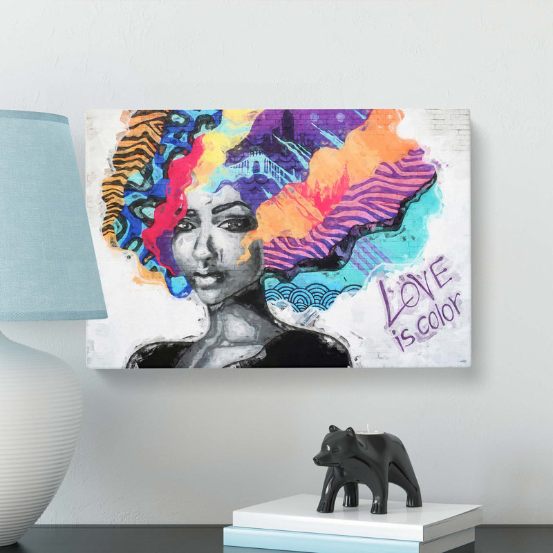 Love Is Colour Street Art In Abstract - Wrapped Canvas, 60cm H x 91cm W x 3cm D