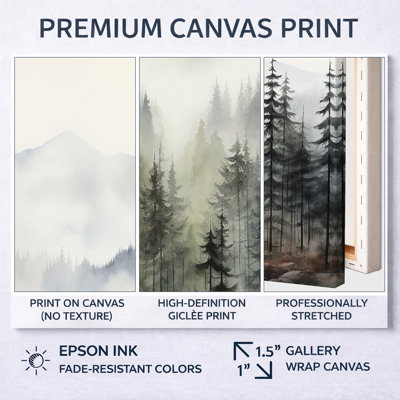 Pine Tree Misty Mountain II On Canvas Print