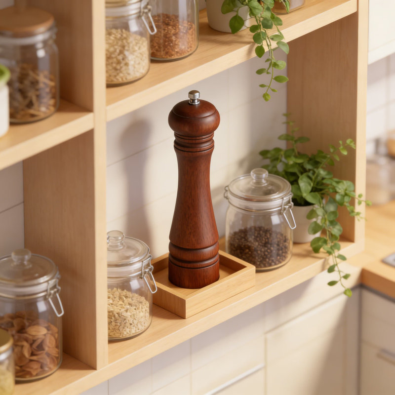 Moulin à poivre et à sel en bois de chêne de 10 pouces avec mécanisme de broyage en céramique réglable, moulin de cuisine rechargeable de grande capacité