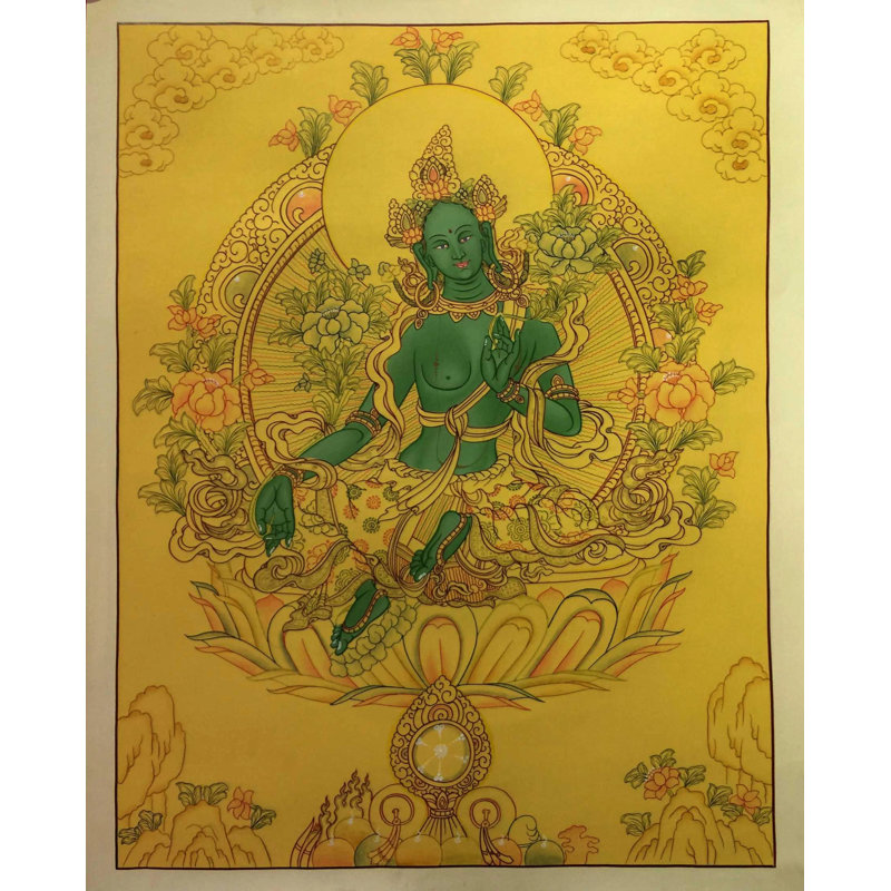 Belle mère verte Tara (Thangka sans brocart)