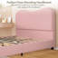Cadre de lit grand rembourré Pink Boucle - tête de lit moelleuse, profil bas, plateforme robuste, coins arrondis, lattes en bois robustes, silencieux, aucun sommier nécessaire, assemblage facile - rose, format grand-419082147-419082172